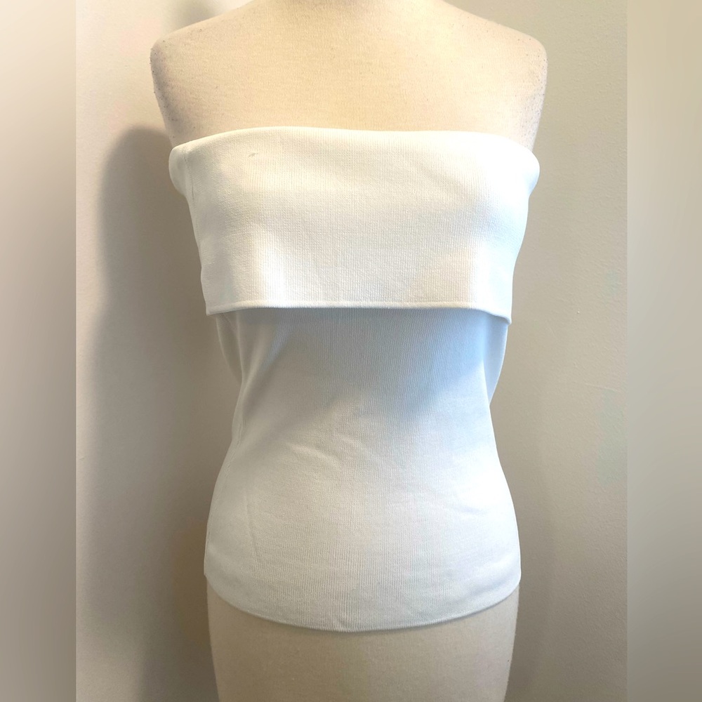 ZARA White Strapless Stretchy Top - Size L - NEW